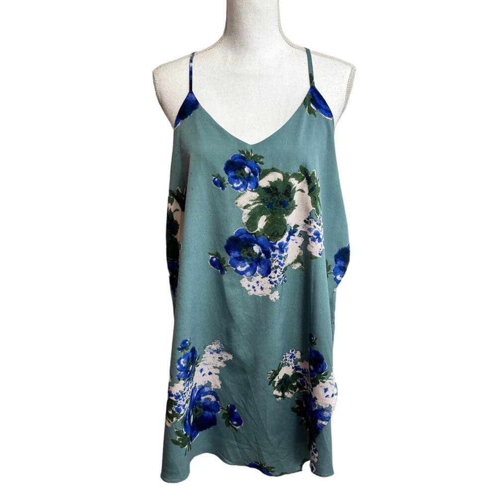 FREE PEOPLE INTIMATELY CASCADE SLIP ON BLUE WOMEN MINI DRESS SIZE LARGE
